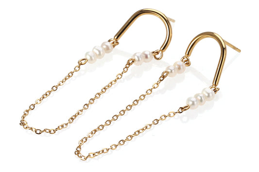 Sphere&Style Pearly Chain Hoops Earrings