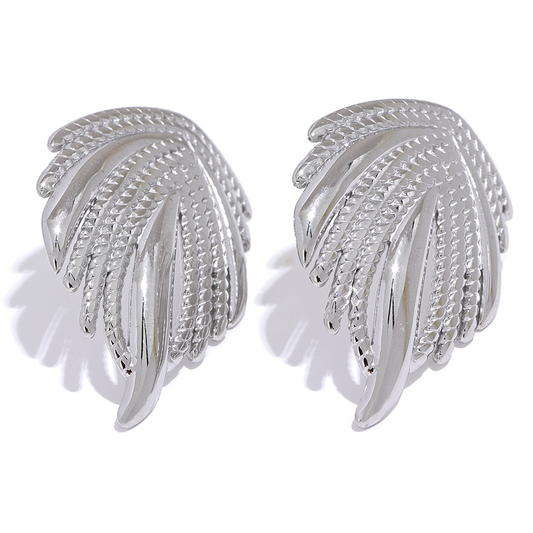 Sphere&Style Sculpted Leaf Stud Earrings