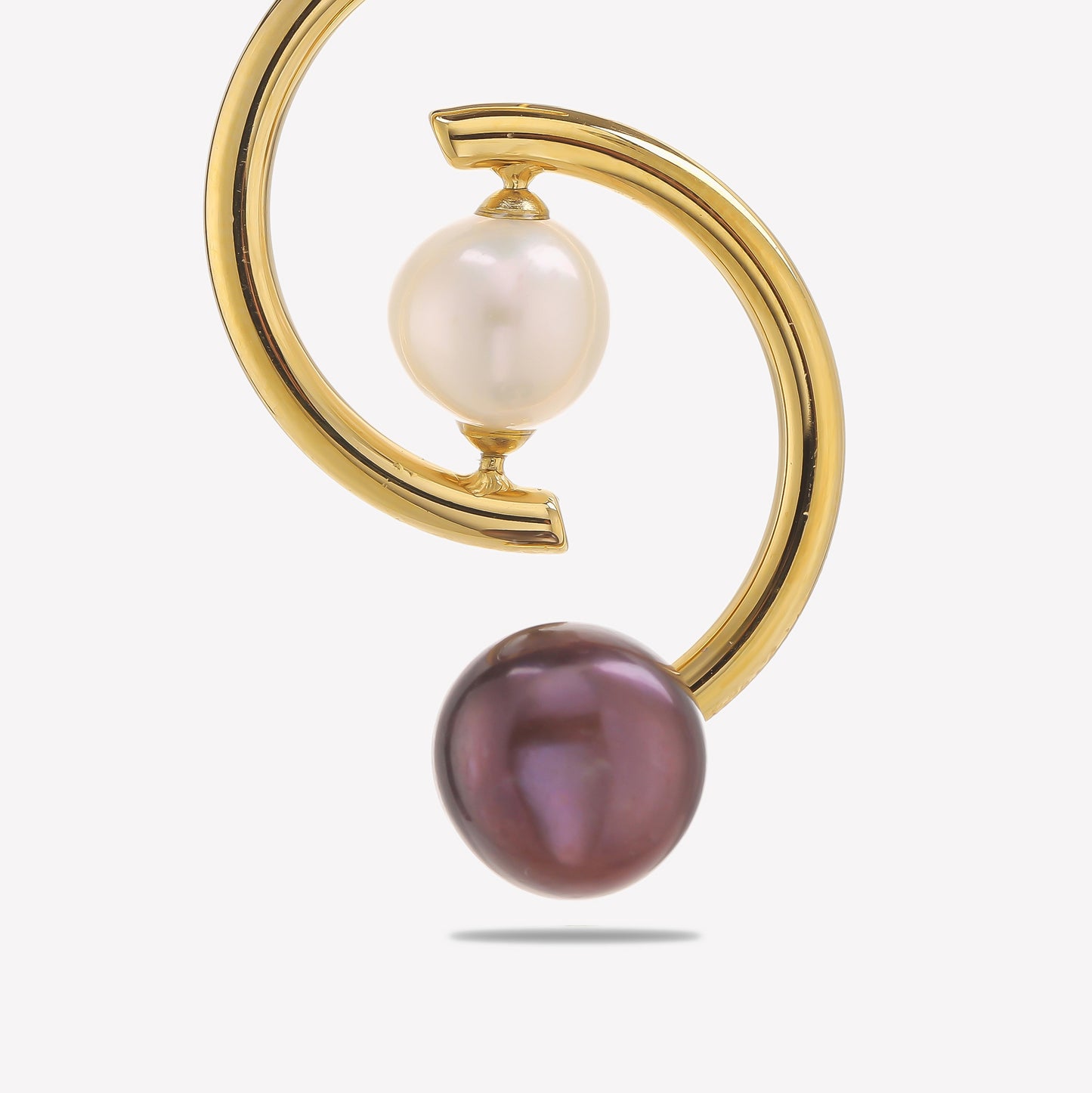 Sphere&Style Golden Linked Arcs With Green, Red, & White Pearls Earrings