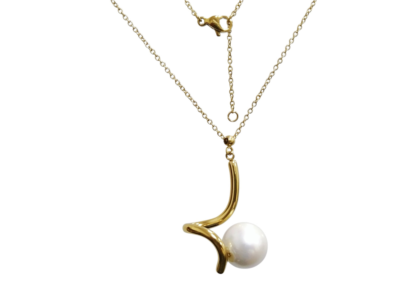 Sphere&Style Spiral Chain Pearl Pendant  Chain