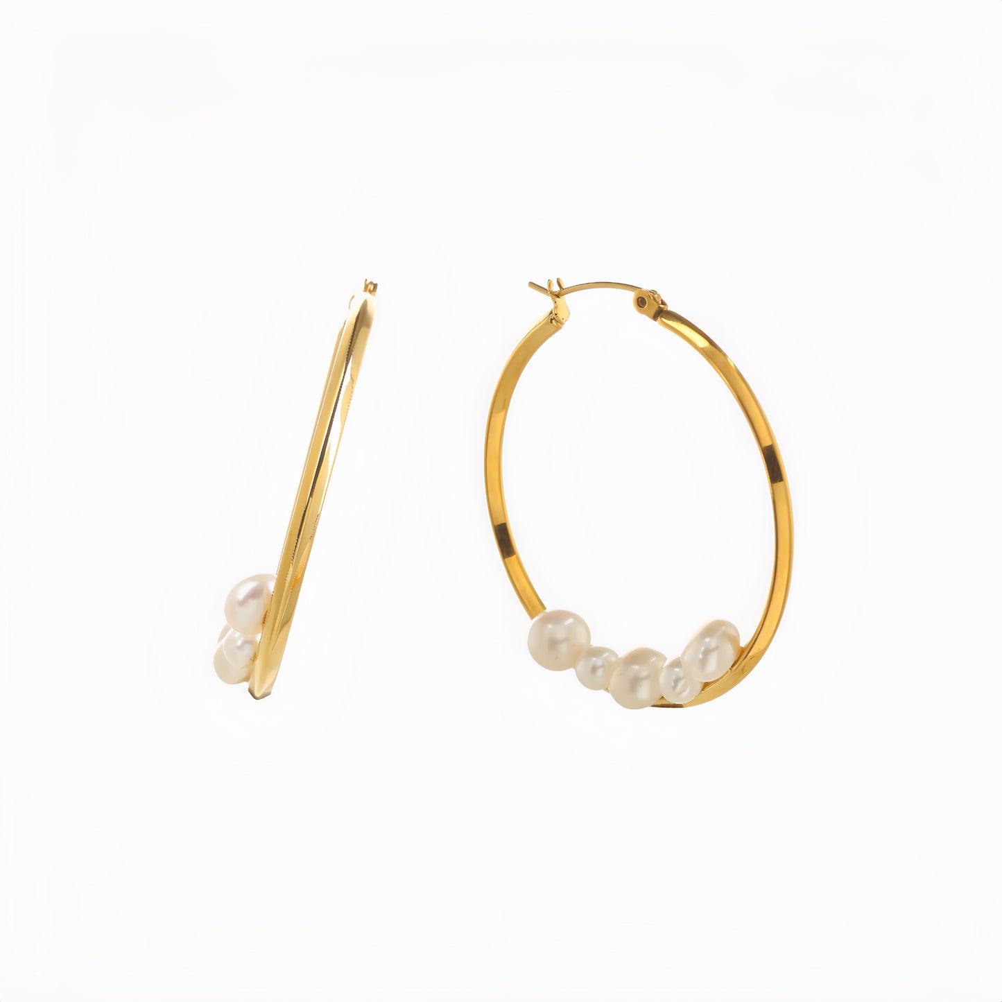 Sphere&Style Hoops Earring With Floating Pearls