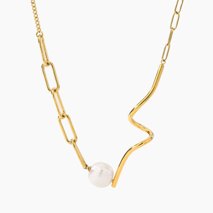 Versatile Connected Pearl Pendant with Dual Chains