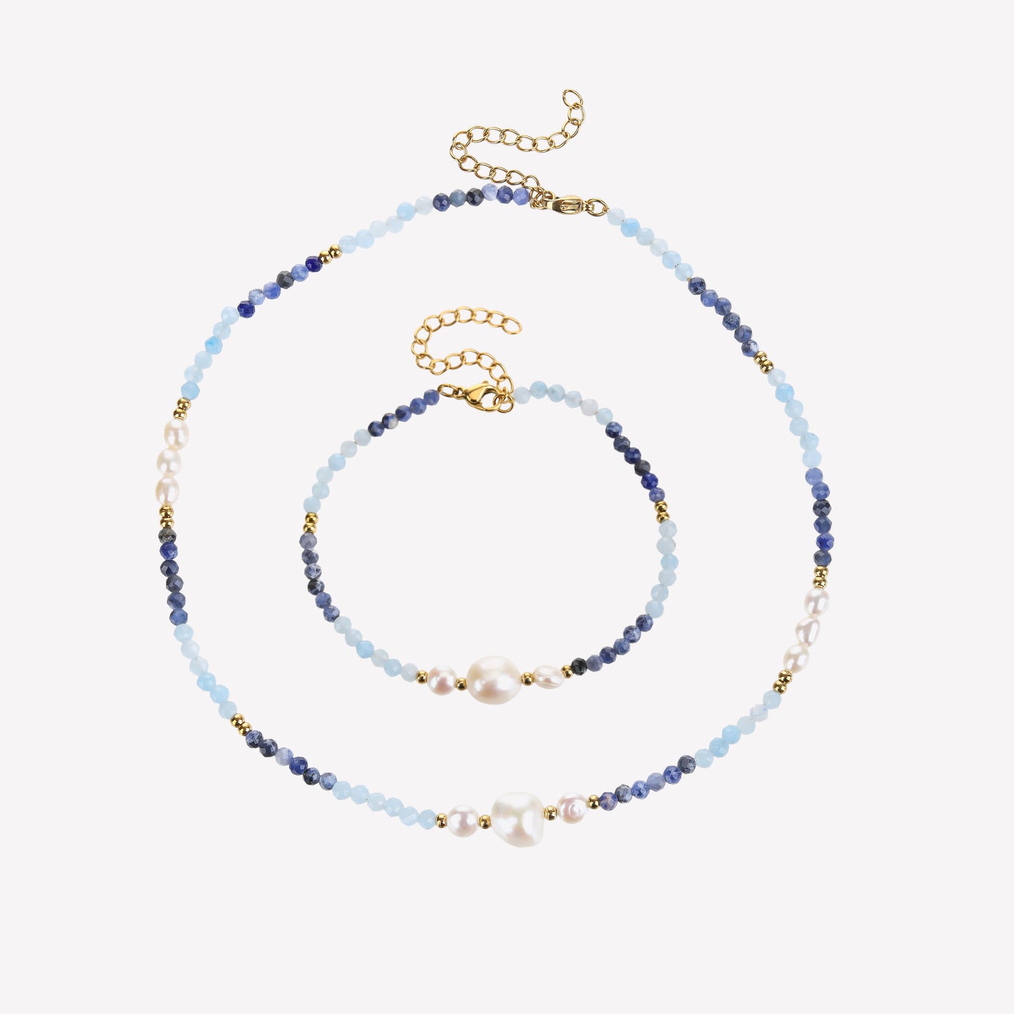 Sphere&Style Blue and White Freshwater Pearls Set