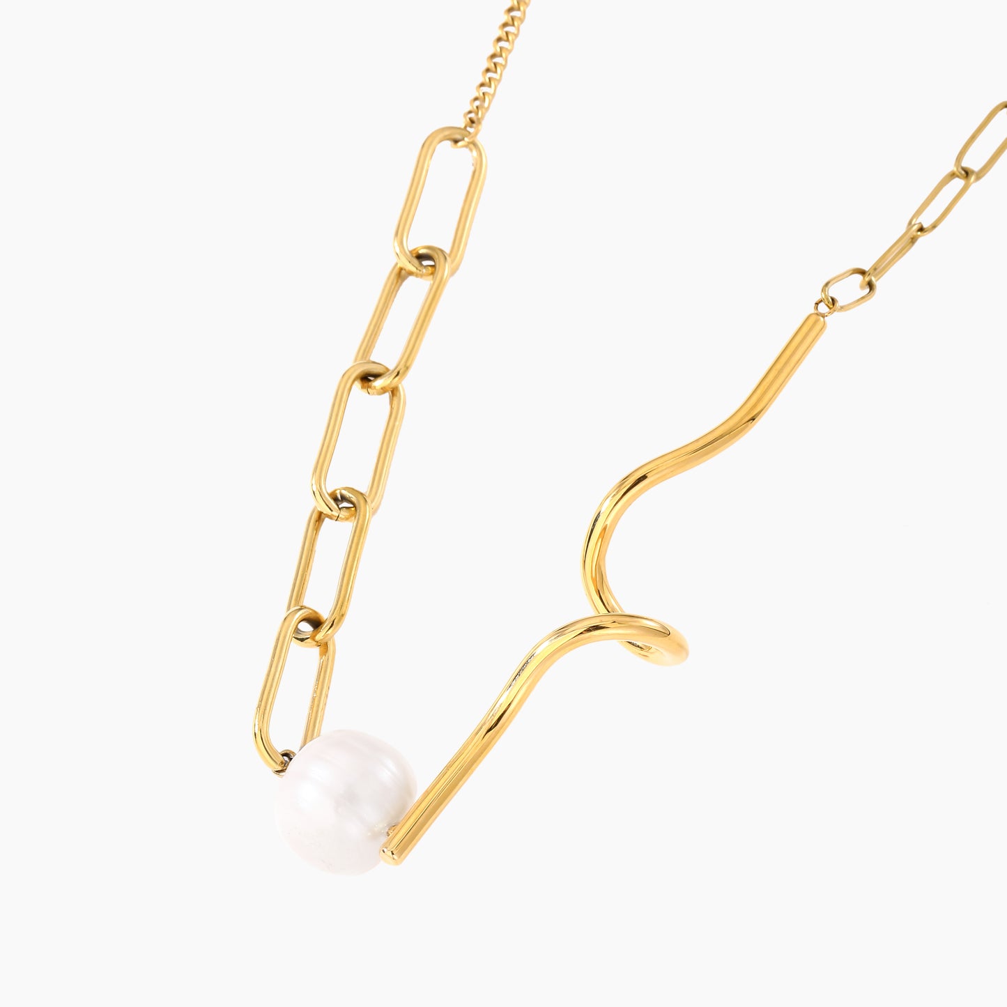 Versatile Connected Pearl Pendant with Dual Chains