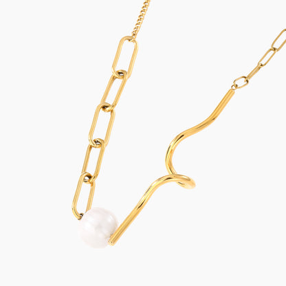 Versatile Connected Pearl Pendant with Dual Chains