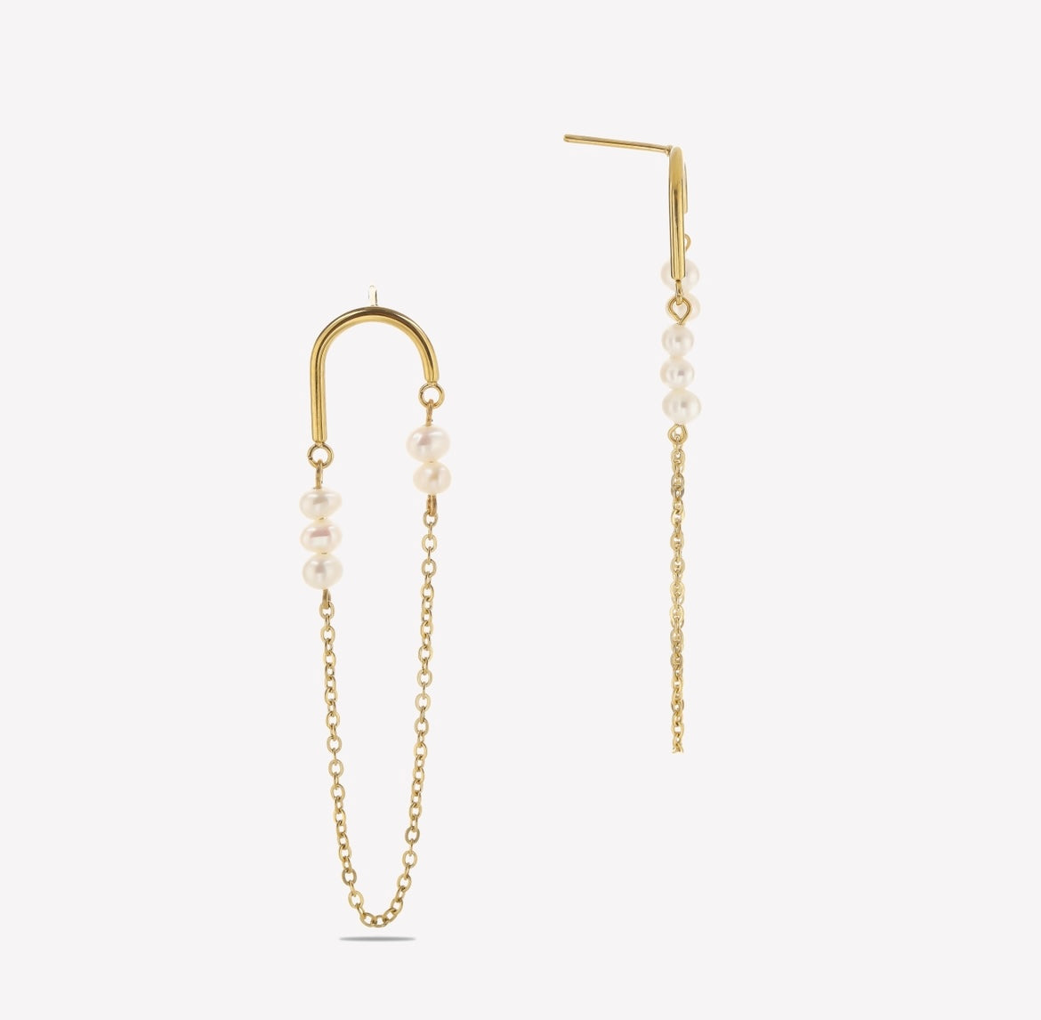 Sphere&Style Pearly Chain Hoops Earrings