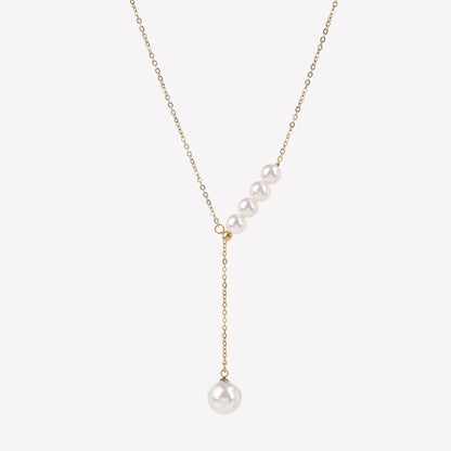 Elegant Pearl-Drop Necklace with Chain