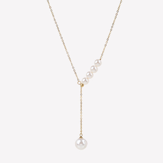 Elegant Pearl-Drop Necklace with Chain