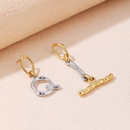 Sphere&Style Town Tone Initial Letters Earrings T-Q